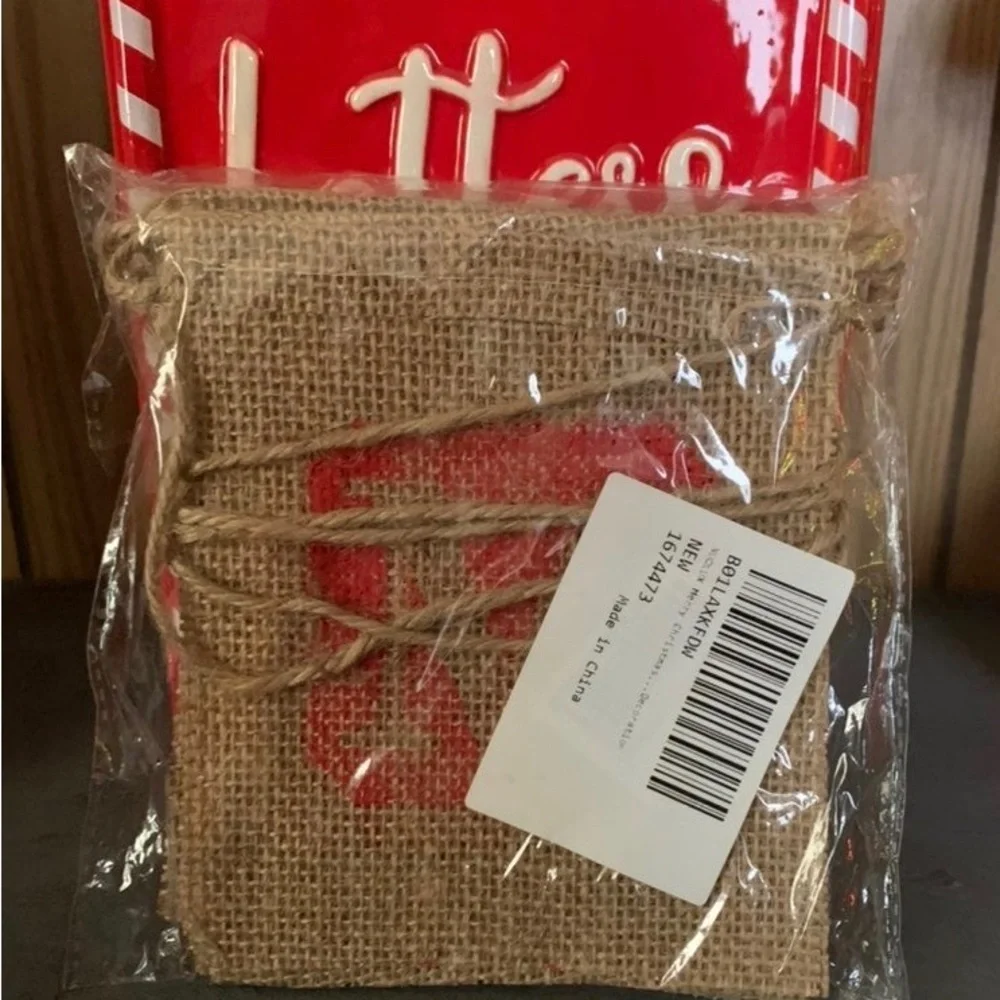 Merry Christmas Jute Burlap Banner *New*